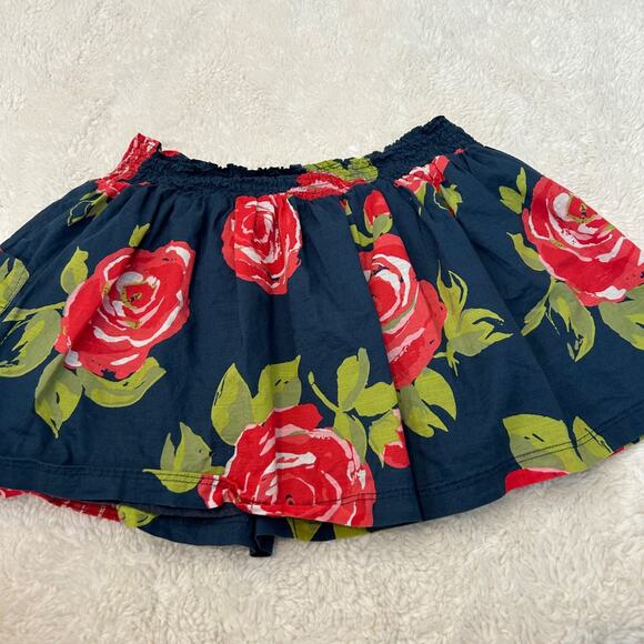 Abercrombie & Fitch Mini Skirt Y2k Floral Elastic Waist Skater Logo Layered Sz S - Picture 2 of 8